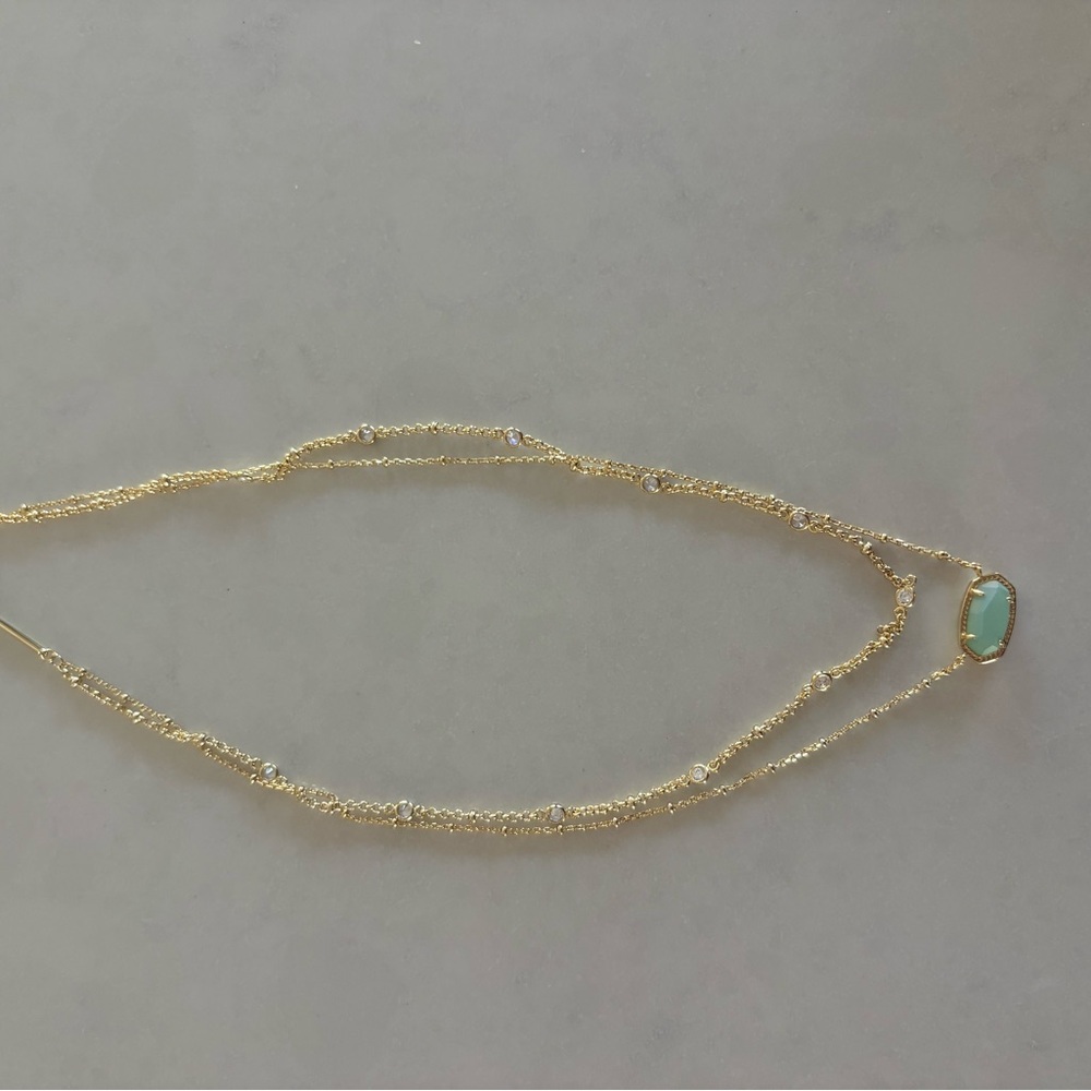 Kendra Scott - Gold Plated Necklace with Aqua Green Stone - Picture 3 of 5